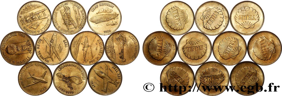 CONQUÊTE DE L ESPACE - EXPLORATION SPATIALE Médaille, Collection Shell “L’épopée de l’espace”, lot de 10 ex. TTB+
