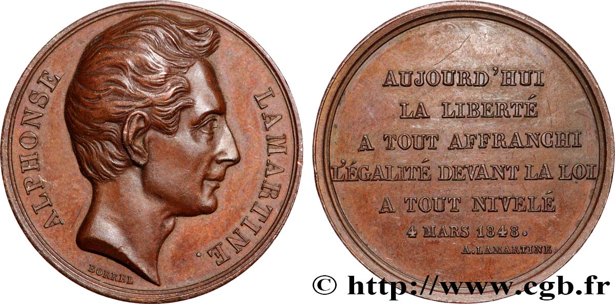 DEUXIÈME RÉPUBLIQUE Médaille, Alphonse de Lamartine VZ