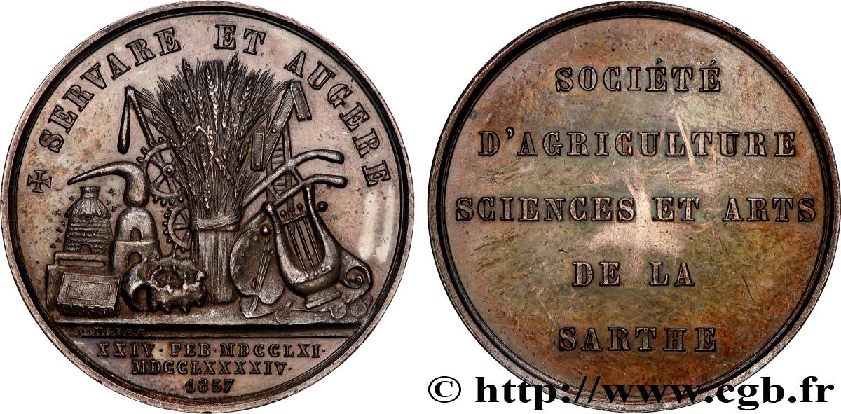 SECOND EMPIRE Médaille, Société d’agriculture, sciences et arts de la Sarthe AU