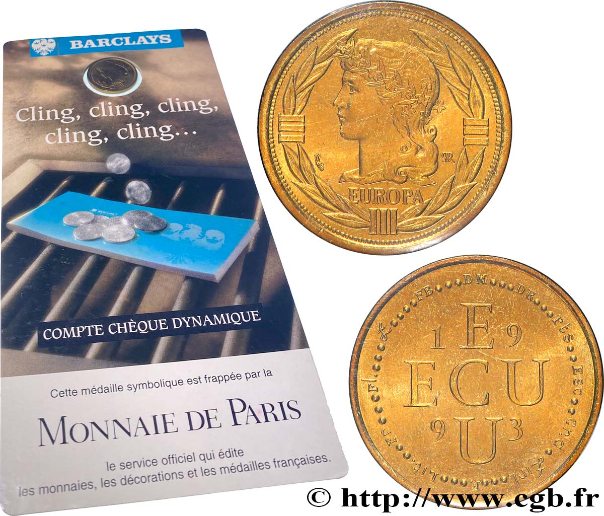 QUINTA REPUBBLICA FRANCESE Médaille symbolique, Ecu Europa FDC