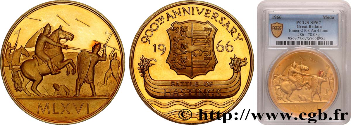 GRAN BRETAGNA - ELISABETTA II Médaille, 900e anniversaire de la Bataille de Hastings, n°86 FDC67