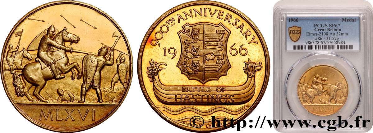 GRAN BRETAGNA - ELISABETTA II Médaille, 900e anniversaire de la Bataille de Hastings, n°86 FDC67