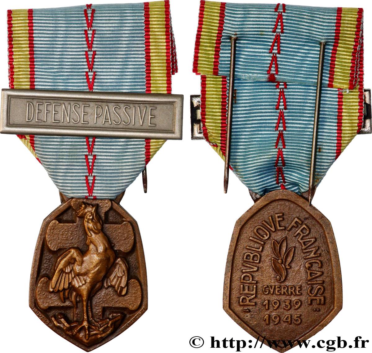 PROVISIONAL GOVERNEMENT OF THE FRENCH REPUBLIC Médaille commémorative française de la guerre 1939-1945, Défense passive AU
