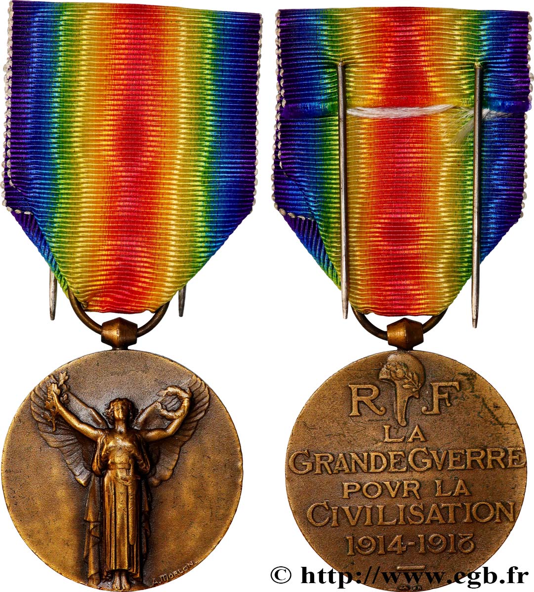 III REPUBLIC Médaille commémorative interalliée de la Victoire, Grande Guerre 1914-1918 XF