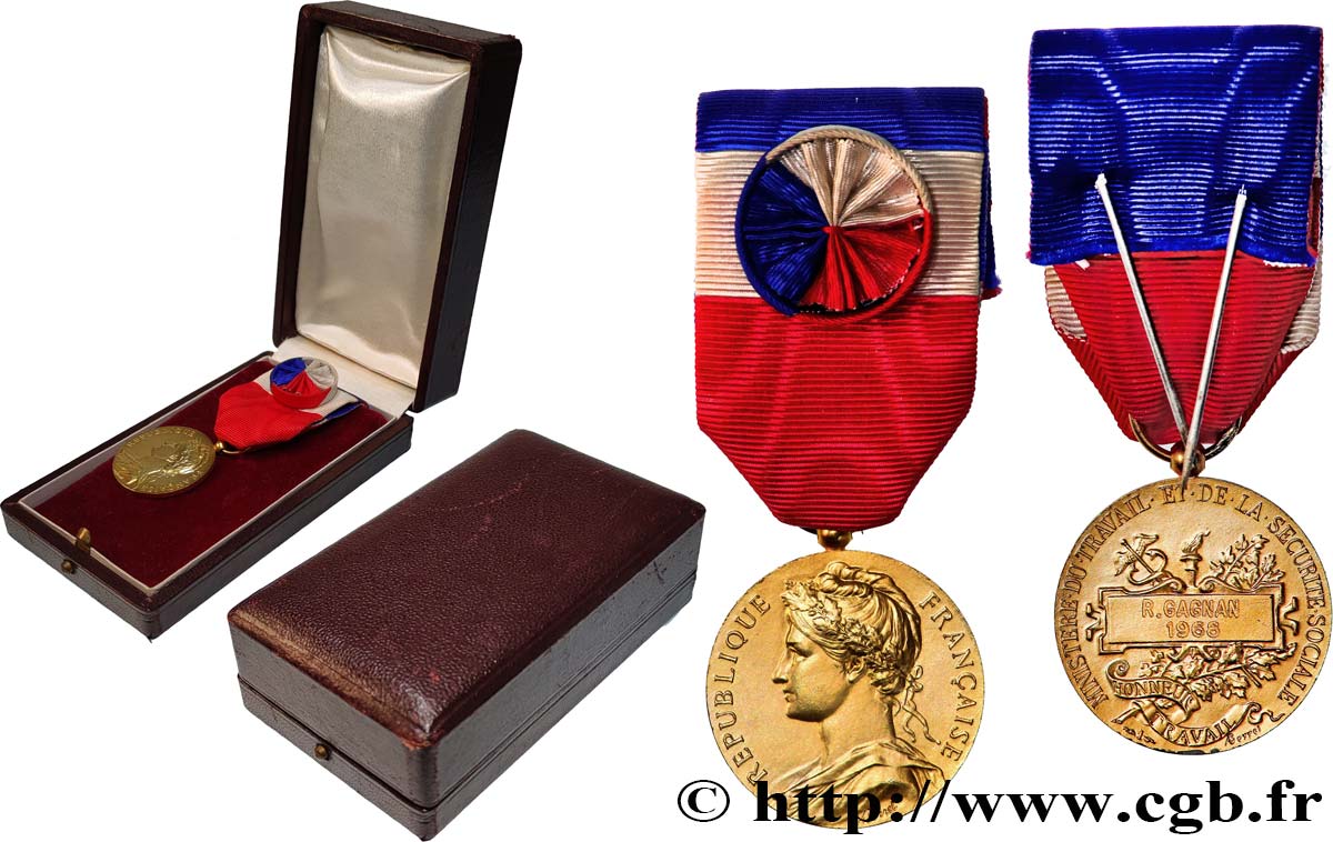 QUATRIÈME RÉPUBLIQUE Médaille d’honneur du travail, Ministère du travail et de la sécurité sociale, Vermeil SUP
