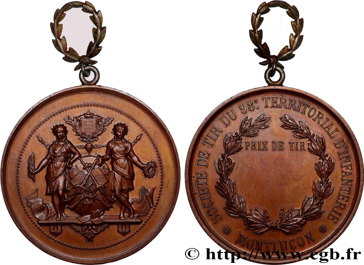 SHOOTING AND ARQUEBUSE Médaille, 98e régiment territorial d’infanterie, Prix de tir AU