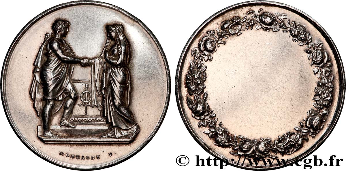 AMOUR ET MARIAGE Médaille de mariage, Couple antique TTB+