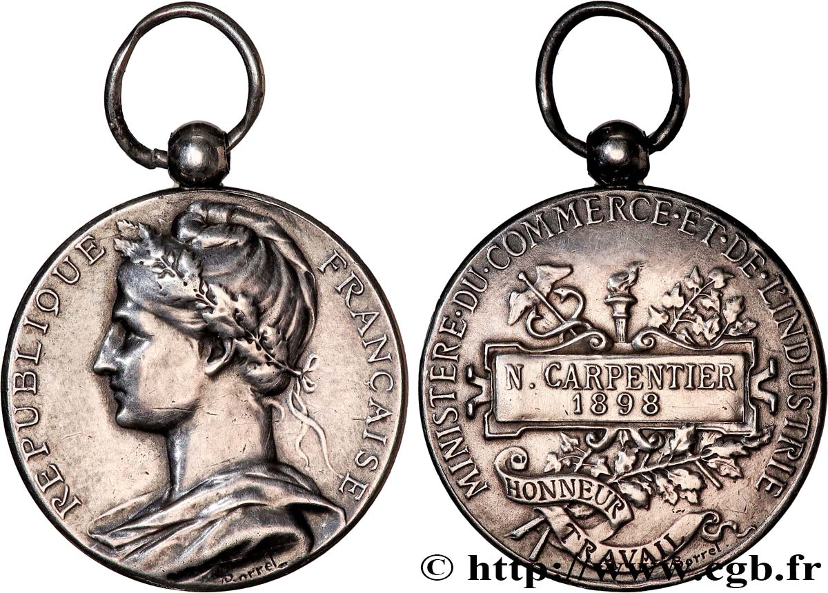 Médaille Du Travail Ministère Du Commerce – Bronze, 1920 (59-37), Ancienne