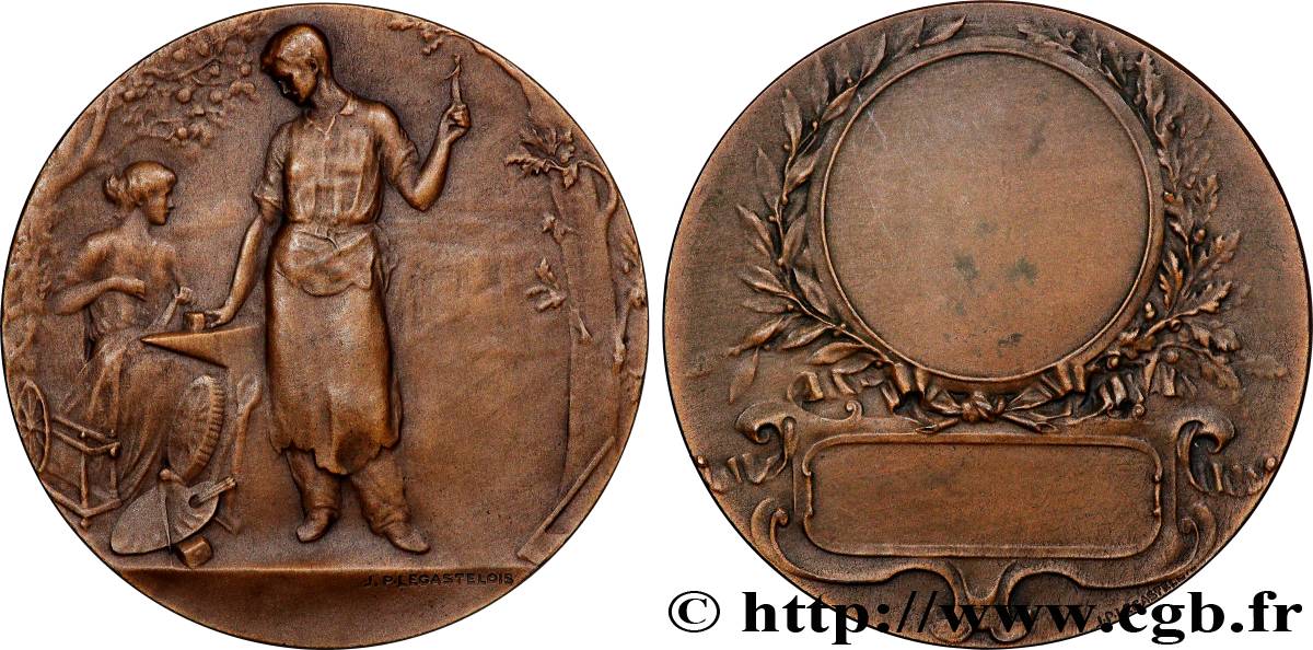 III REPUBLIC Médaille, Le travail AU/AU