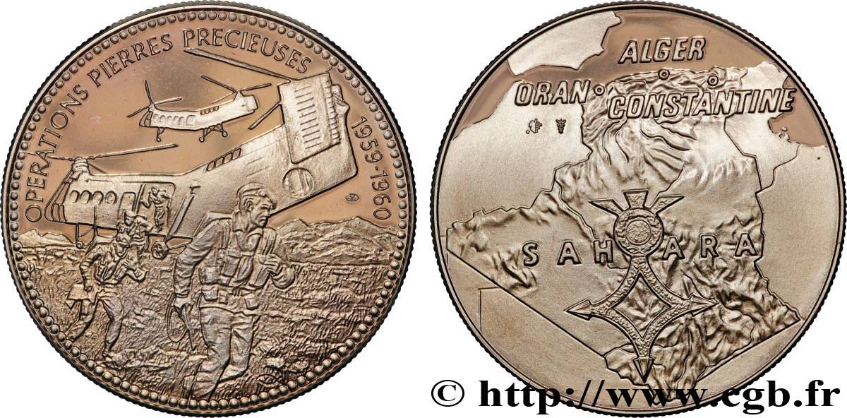 CINQUIÈME RÉPUBLIQUE Médaille, Opérations Pierres Précieuses SPL