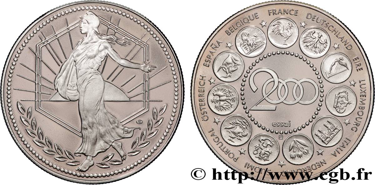 CINQUIÈME RÉPUBLIQUE Médaille, Essai Euro BE