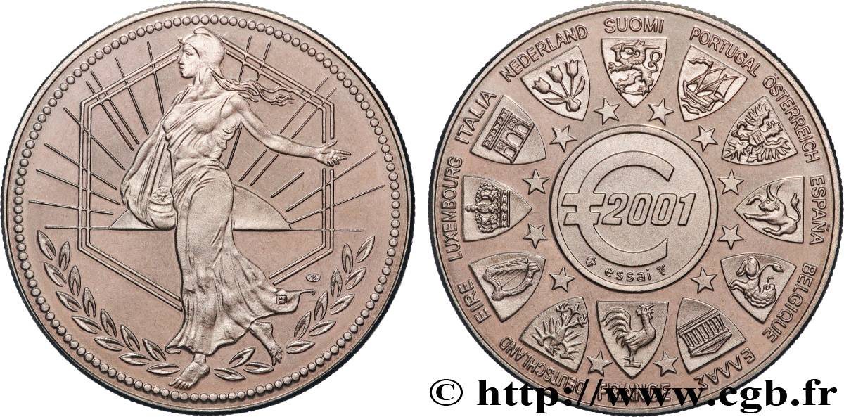 CINQUIÈME RÉPUBLIQUE Médaille, Essai Euro BE