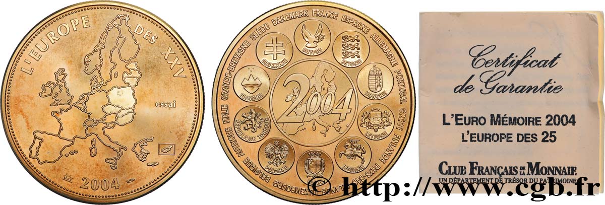 CINQUIÈME RÉPUBLIQUE Médaille, Essai, Dernière année des 12 pays de l’Euro SPL