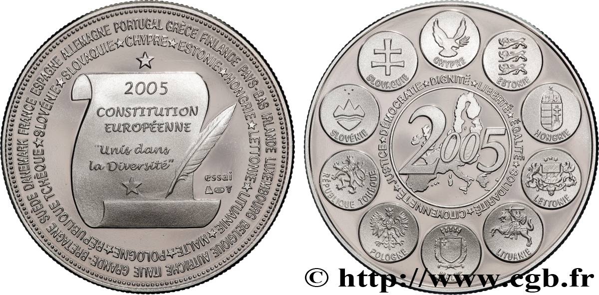 CINQUIÈME RÉPUBLIQUE Médaille, Essai, Constitution européenne SPL