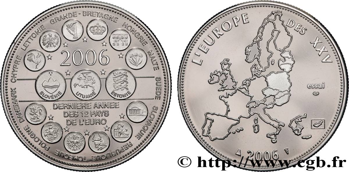 QUINTA REPUBBLICA FRANCESE Médaille, Essai, Dernière année des 12 pays de l’Euro MS