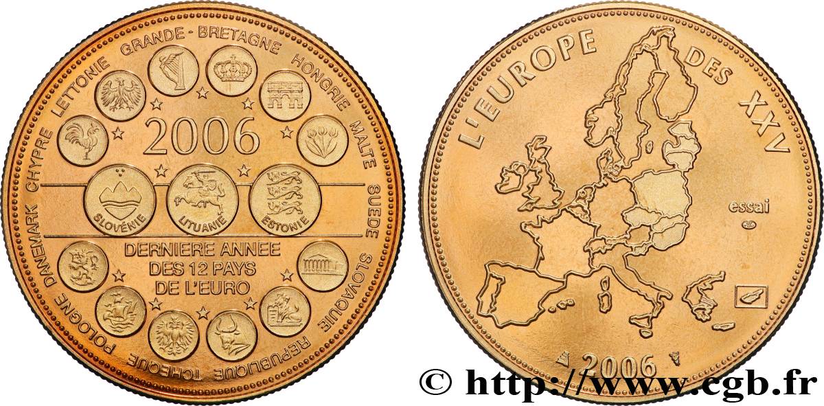 CINQUIÈME RÉPUBLIQUE Médaille, Essai, Dernière année des 12 pays de l’Euro SPL