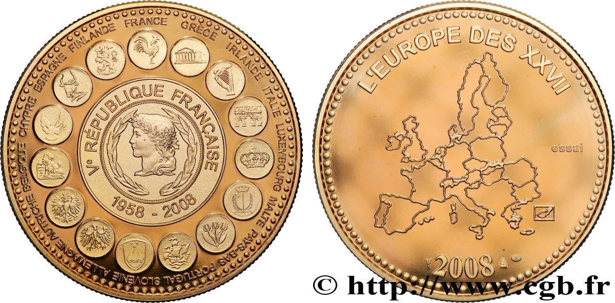 V REPUBLIC Médaille, Essai du 55e anniversaire de la naissance de la Ve République MS