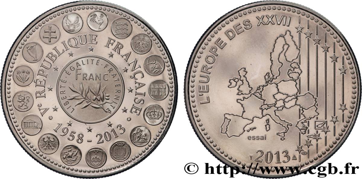 CINQUIÈME RÉPUBLIQUE Médaille, Essai du 55e anniversaire de la naissance de la Ve République SPL