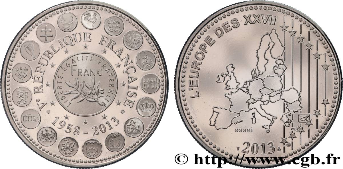 CINQUIÈME RÉPUBLIQUE Médaille, Essai du 55e anniversaire de la naissance de la Ve République SPL