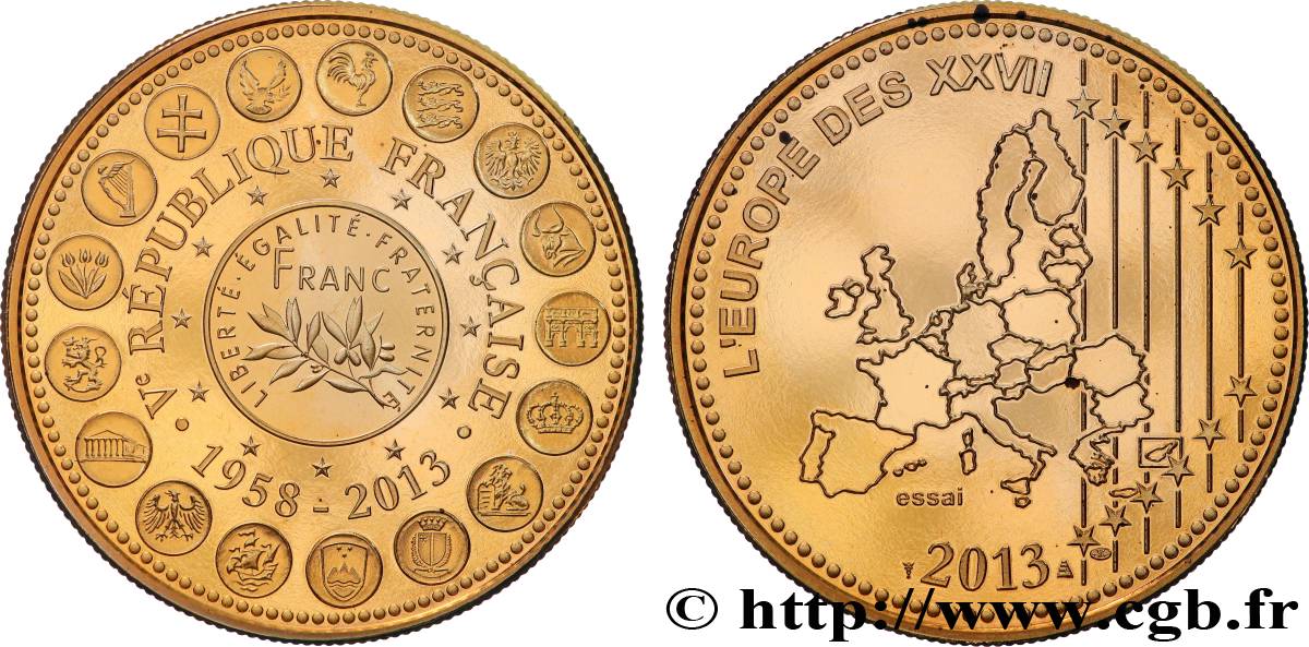 V REPUBLIC Médaille, Essai du 55e anniversaire de la naissance de la Ve République MS