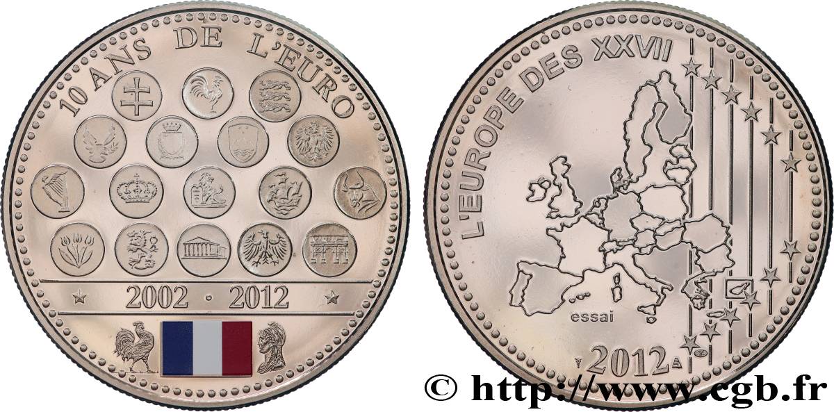 V REPUBLIC Médaille, Essai, 10 ans de l’Euro MS
