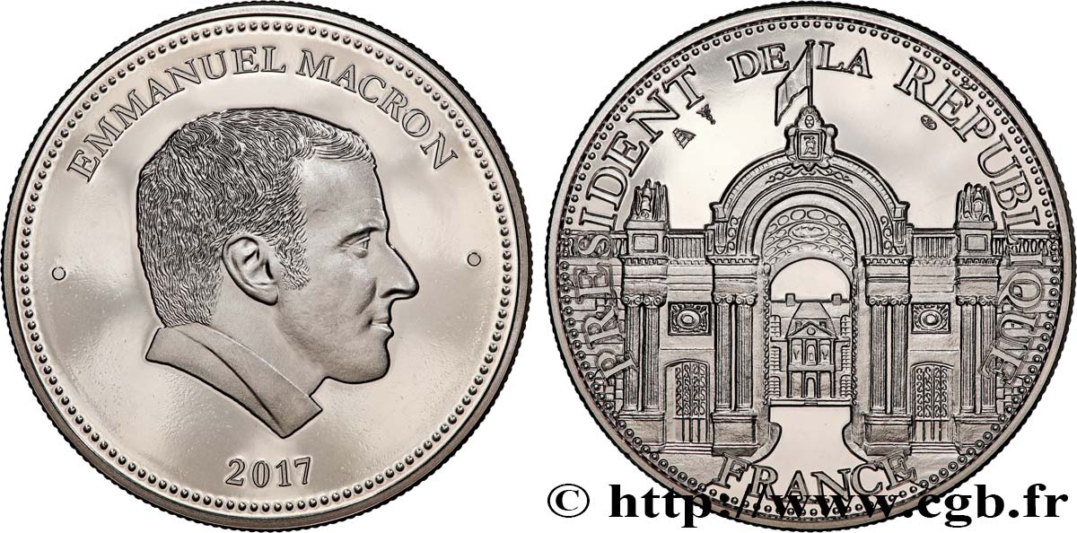 V REPUBLIC Médaille, Emmanuel Macron, Président de la république MS