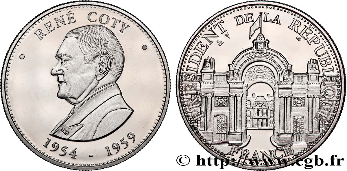 TROISIÈME RÉPUBLIQUE Médaille, René Coty, président de la République SUP+