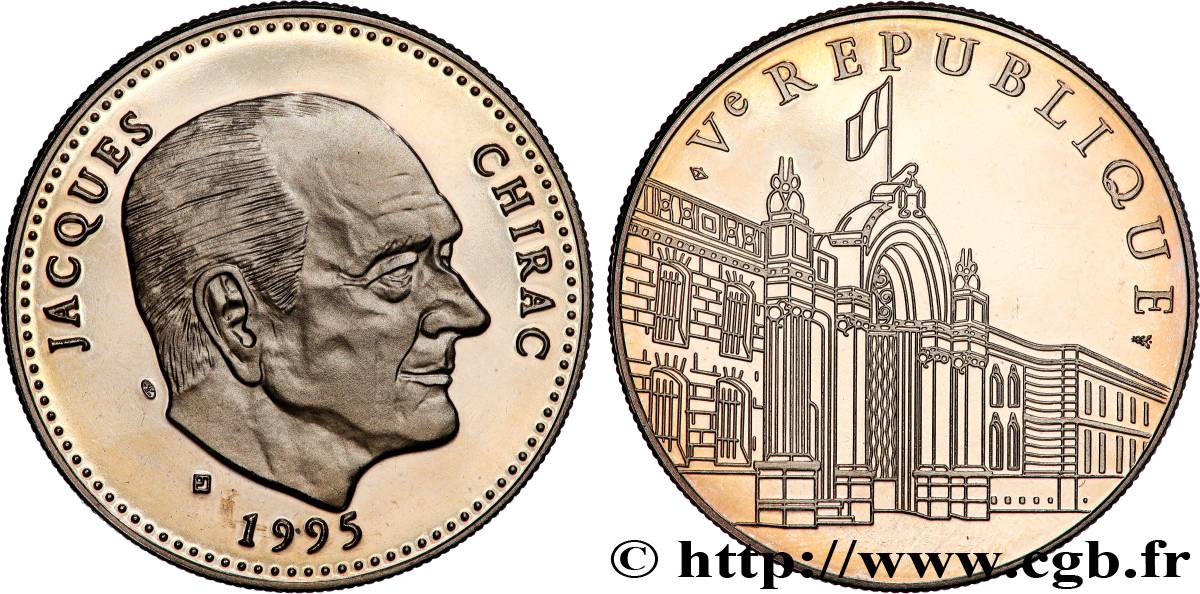 CINQUIÈME RÉPUBLIQUE Médaille, Jacques Chirac, président de la République SUP