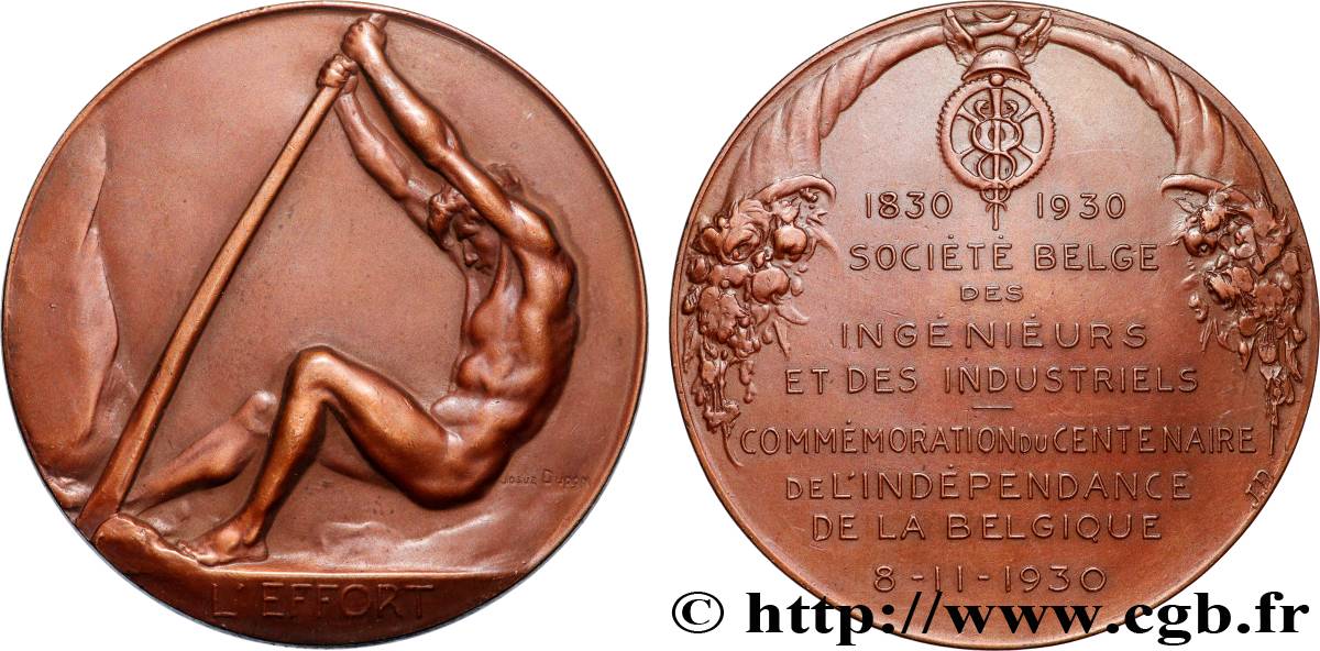 BELGIUM - KINGDOM OF BELGIUM - ALBERT I Médaille, L’effort, Société belge des ingénieurs et des industriels AU/AU