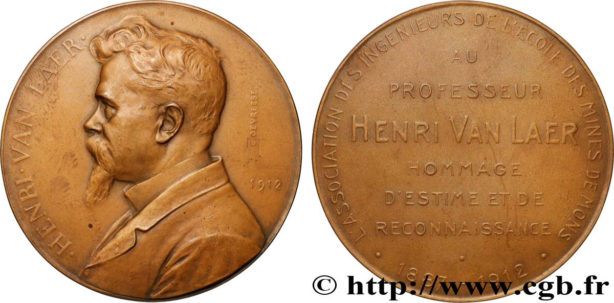 BELGIQUE - ROYAUME DE BELGIQUE - ALBERT Ier Médaille, Henri Van Lier, École des mines TTB+/SUP