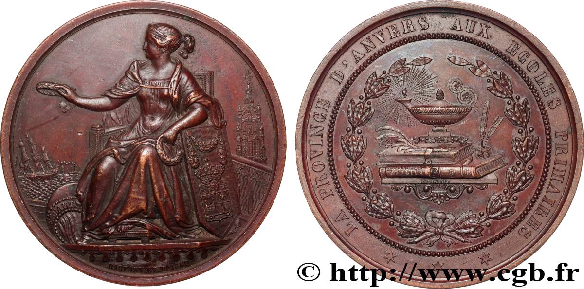 BELGIQUE - ROYAUME DE BELGIQUE - LÉOPOLD Ier Médaille, Aux écoles primaires TTB/TTB+