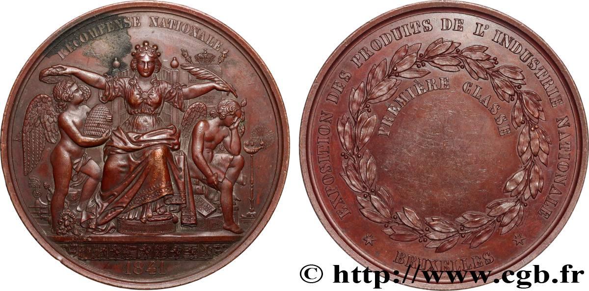 BELGIQUE - ROYAUME DE BELGIQUE - LÉOPOLD Ier Médaille, Récompense nationale, Exposition des produits de l’industrie TTB