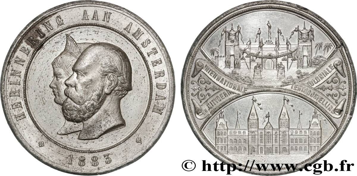 PAYS-BAS - ROYAUME DES PAYS-BAS - GUILLAUME III Médaille, Exposition internationale industrielle et coloniale d Amsterdam TTB