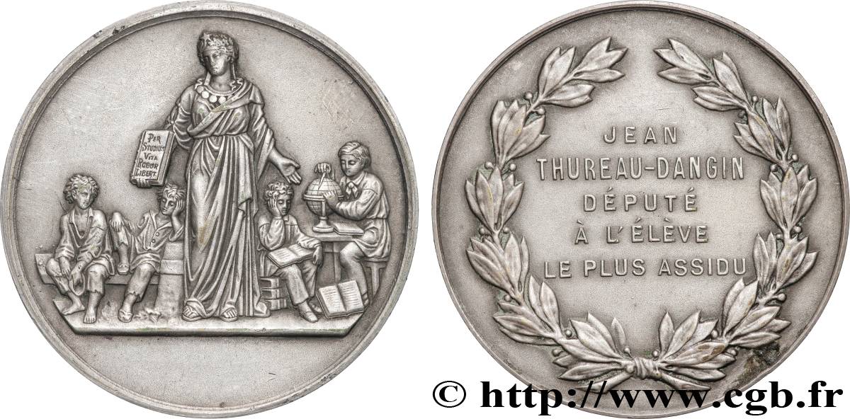 TROISIÈME RÉPUBLIQUE Médaille, à l’élève le plus assidu TTB+