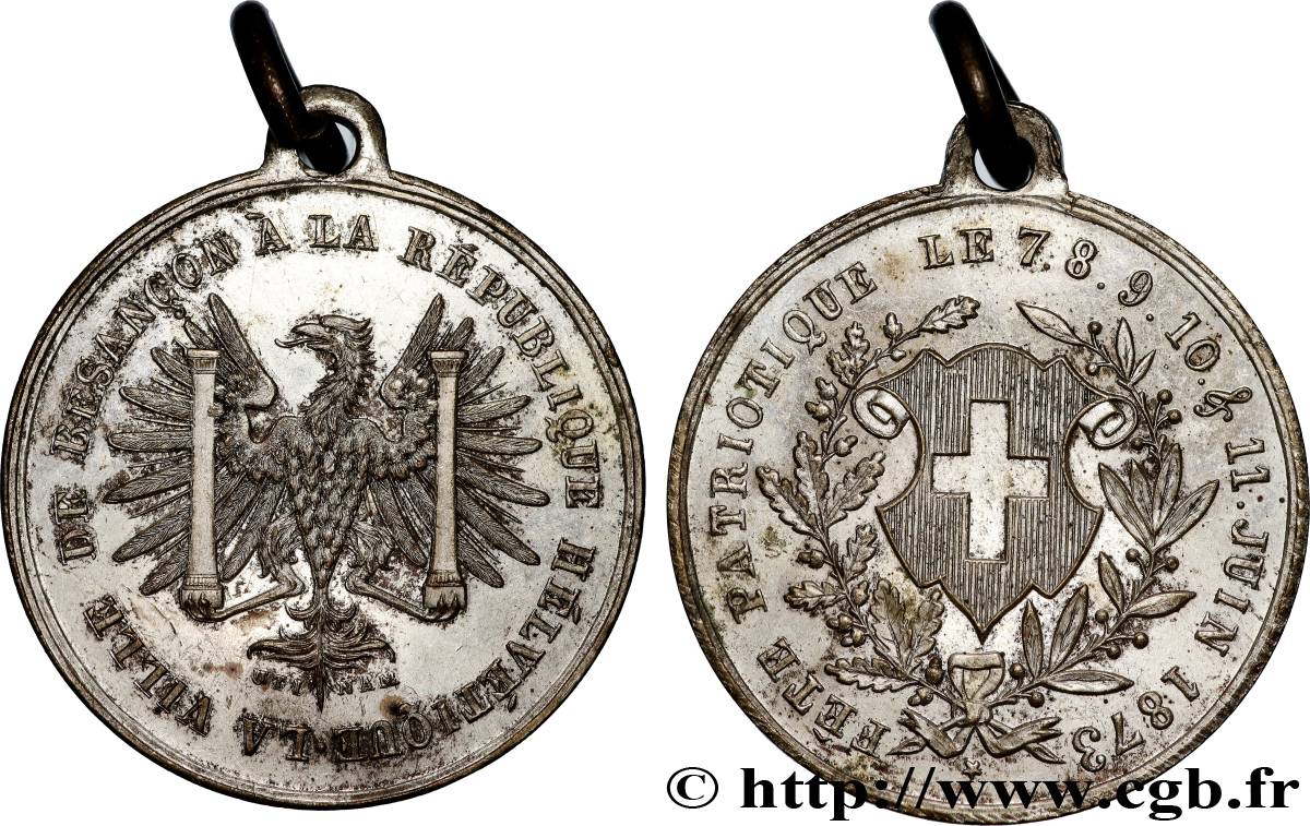 TROISIÈME RÉPUBLIQUE Médaille, Fête patriotique, de la ville de Besançon TTB+
