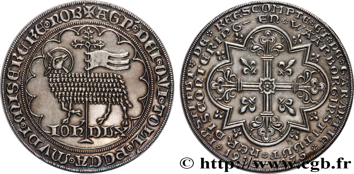 QUINTA REPUBLICA FRANCESA Médaille, Institut de réescompte et de garantie, mouton d’or de Jean II Le Bon EBC