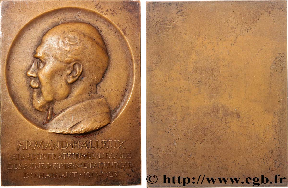 BELGIEN - KÖNIGREICH BELGIEN - ALBERT I. Plaquette, Armand Halleux, administrateur de l’école des Mines et de Métallurgie SS