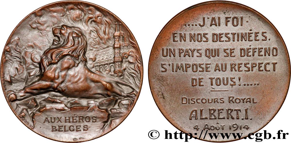 BELGIUM - KINGDOM OF BELGIUM - ALBERT I Médaille, Aux héros belges AU