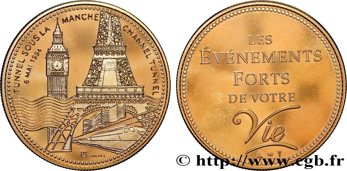 QUINTA REPUBBLICA FRANCESE Médaille, Tunnel sous la Manche q.SPL