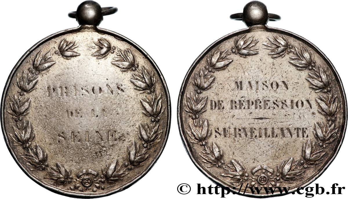 SECOND EMPIRE Médaille, Prisons de la seine, Maison de répression, Surveillante TB+