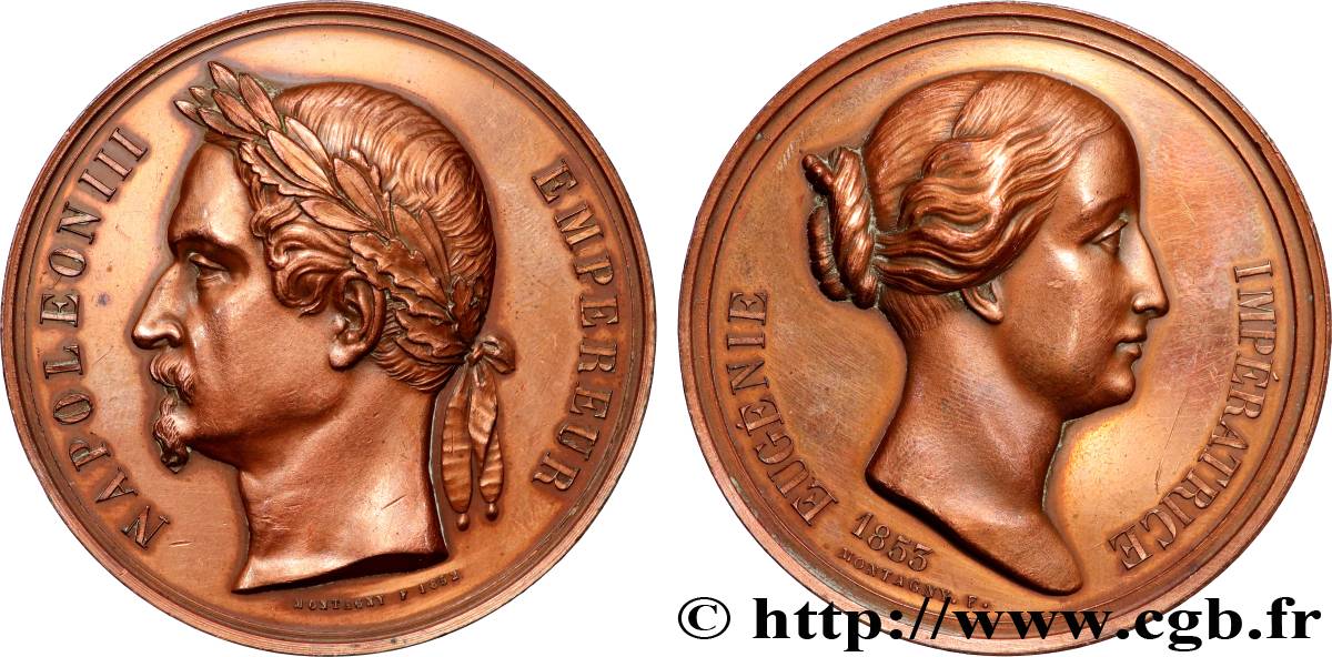 SECOND EMPIRE Médaille, Couple impérial TTB+