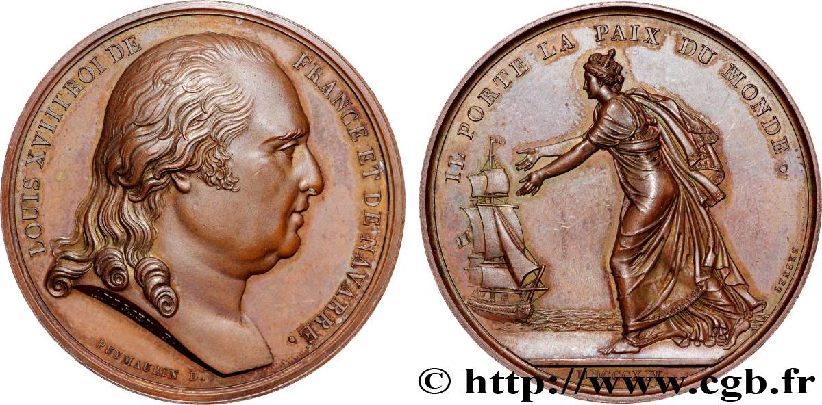 LOUIS XVIII Médaille, Débarquement de Louis XVIII à Calais MS