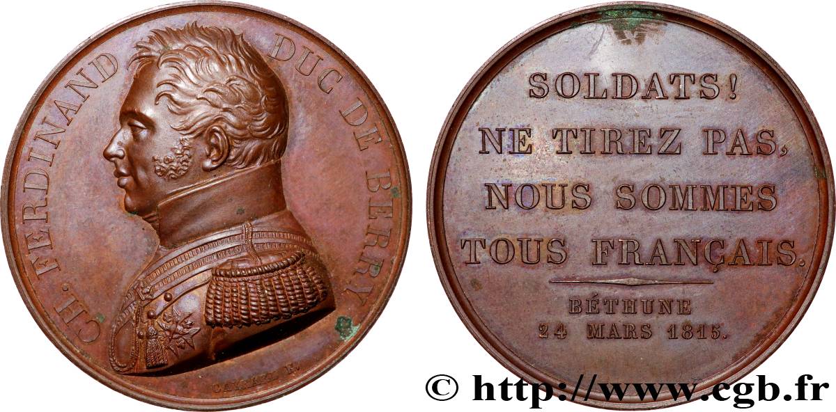 LOUIS XVIII Médaille, Paroles du duc de Berry MS/AU