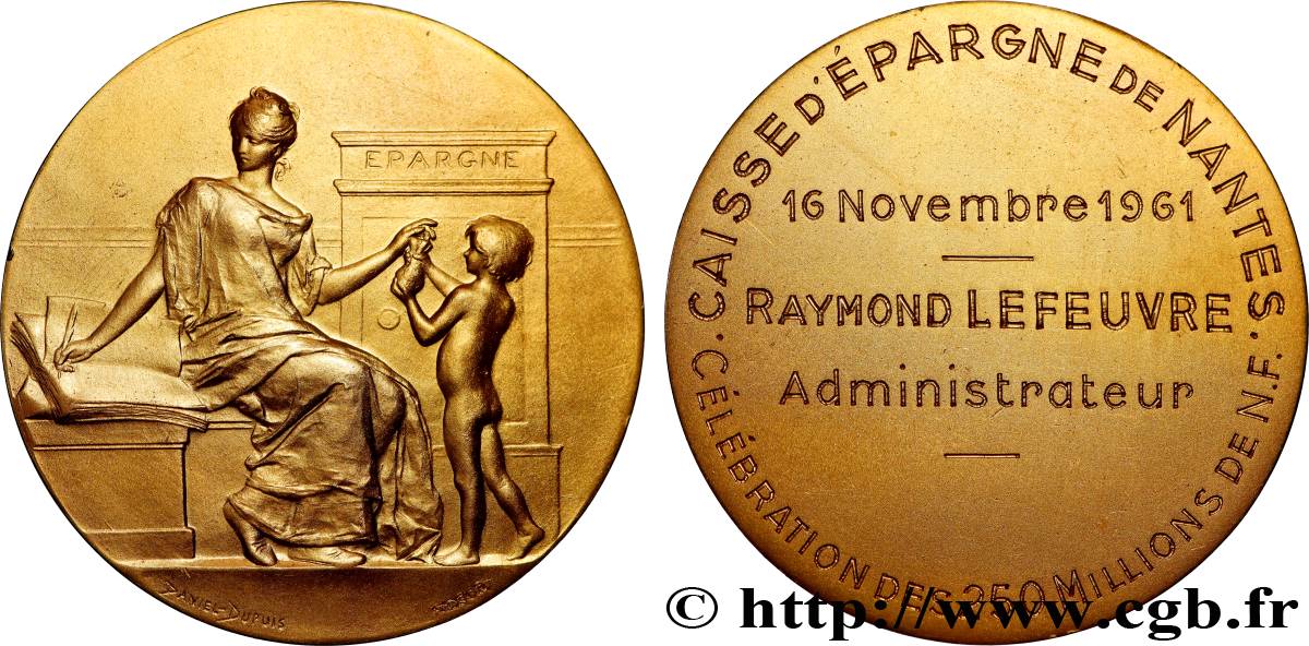 TROISIÈME RÉPUBLIQUE Médaille, Inauguration de la caisse d’épargne SUP