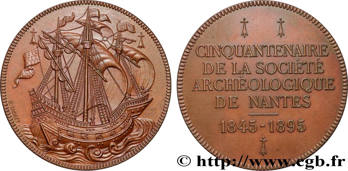 TROISIÈME RÉPUBLIQUE Médaille, cinquantenaire de la Société archéologique de Nantes SUP