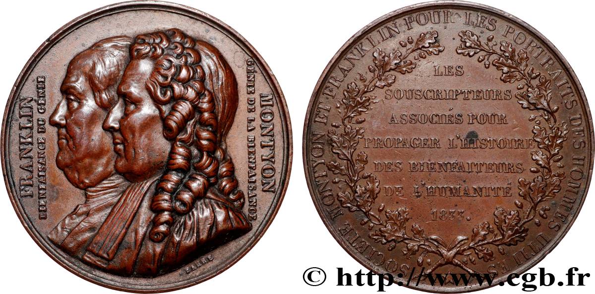 LOUIS-PHILIPPE I Médaille, Société Montyon et Franklin pour les portraits des hommes utiles AU