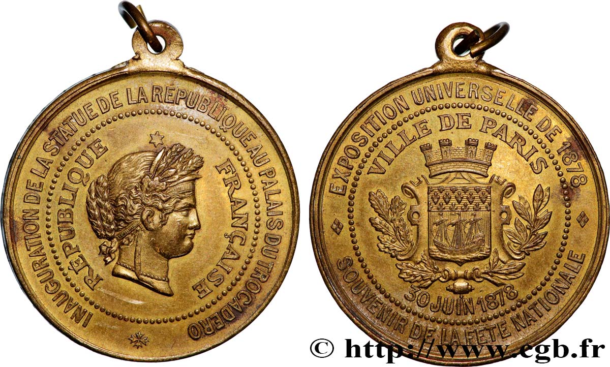 III REPUBLIC Médaille, Inauguration de la statue de la République au palais du Trocadéro XF