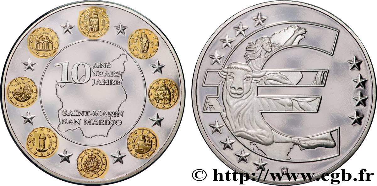 EUROPA Médaille, 10 ans de l’Euro, Saint Marin MS