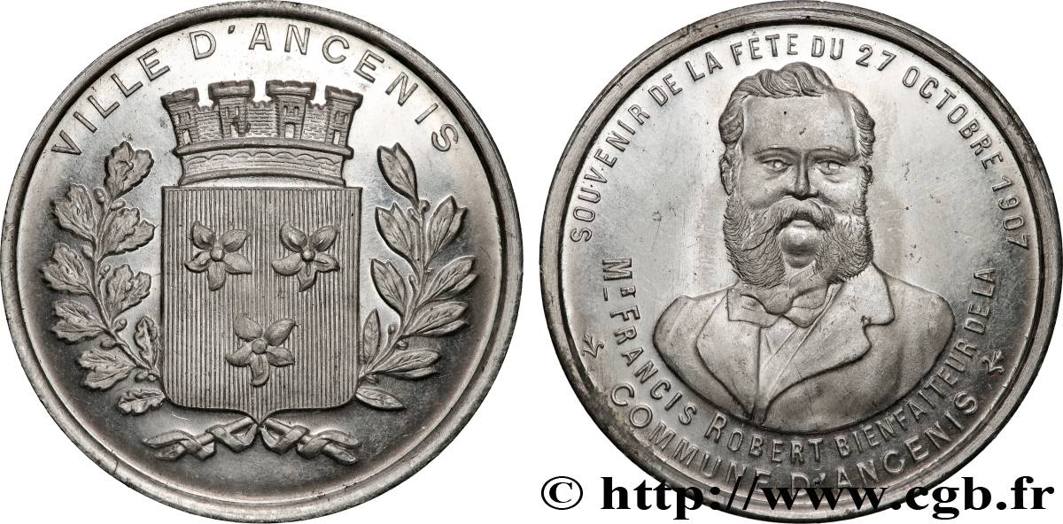 TERCERA REPUBLICA FRANCESA Médaille, Souvenir de la fête, Mr Robert EBC/MBC+