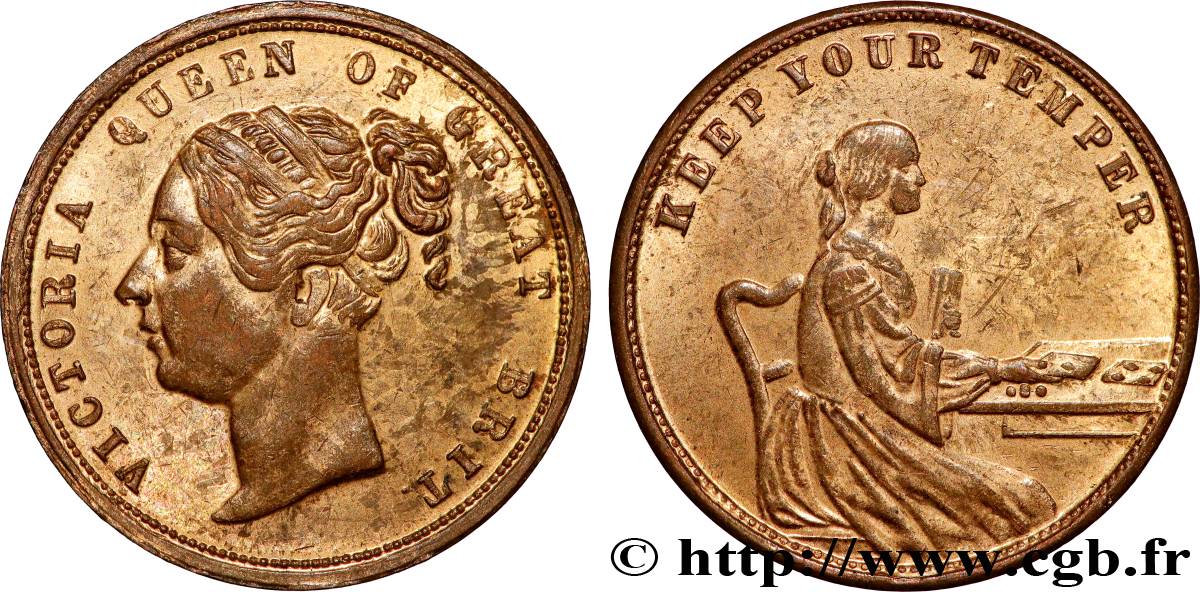 GRANDE BRETAGNE - VICTORIA Médaillette, Keep your temper TTB